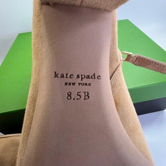 Kate Spade Knott Mid Suede Boot Size 8.5B Light Fawn Round Toe Ankle Boots - Picture 14 of 16